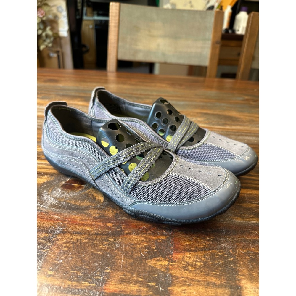 Clarks Privo Womens Grey Mesh Suede Mary Jane Slip On Sneakers Shoes Size 9M